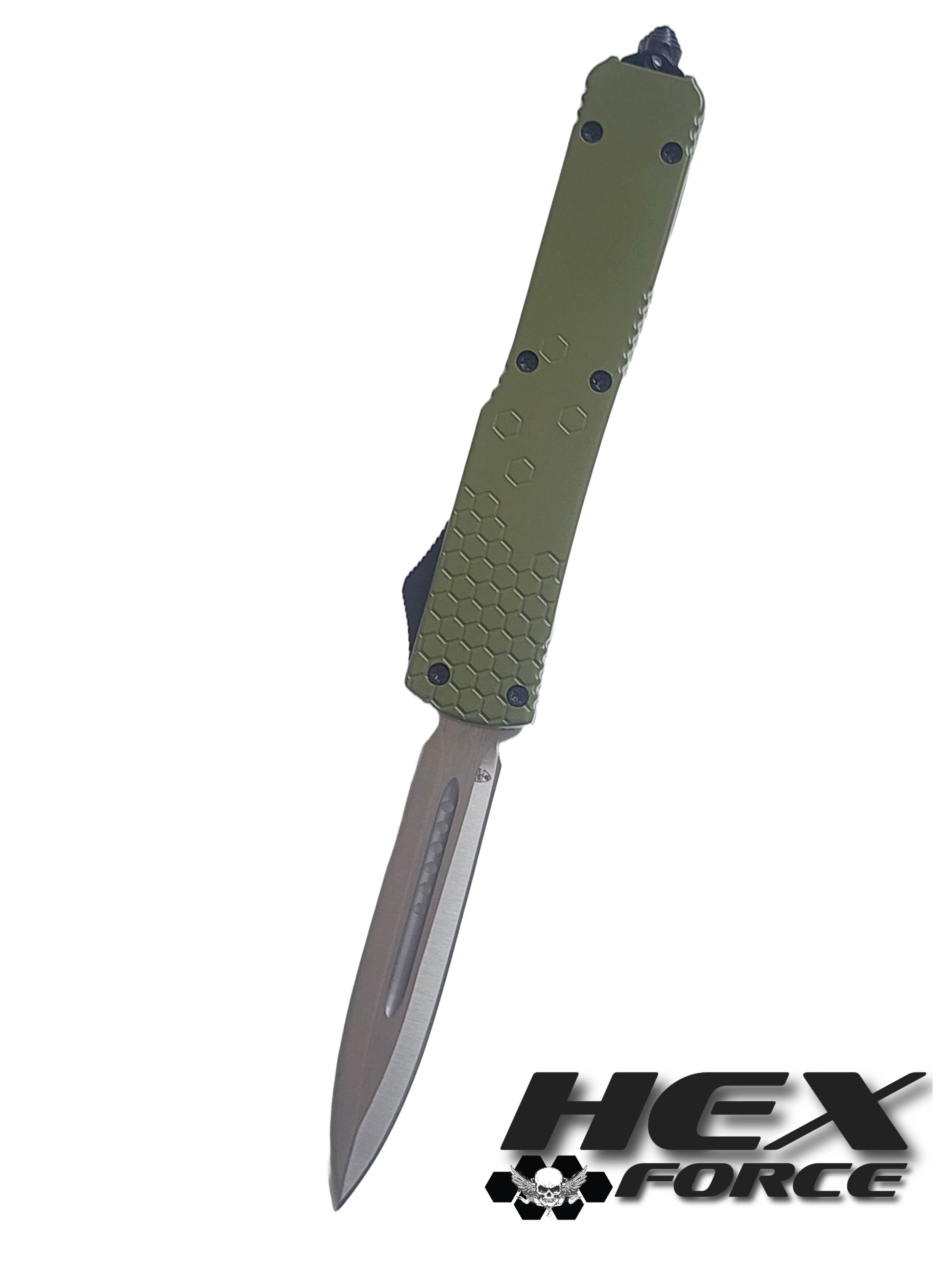 Venom Hex Force OTF Knife - OD Green (Satin Double Edge 3.25").