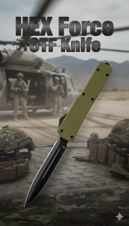 Venom Hex Force OTF Knife - OD (Black Double Edge 3.25")