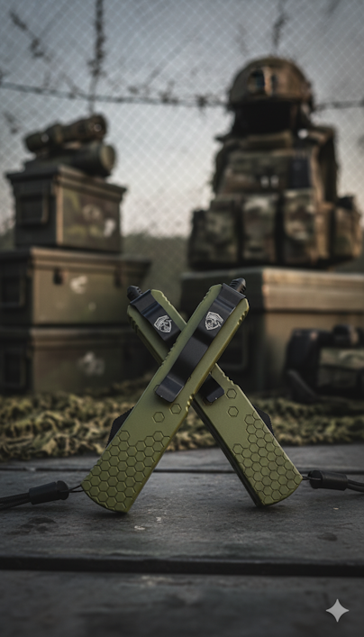 Venom Hex Force OTF Knife - OD (Black Double Edge 3.25")