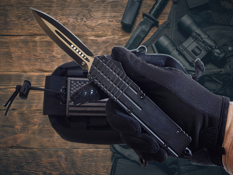 Venom M1 Gridlock OTF Automatic Knife - Black (Double Edge 3.25").