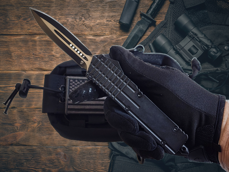 Venom M1 Gridlock OTF Automatic Knife - Black (Double Edge 3.25")