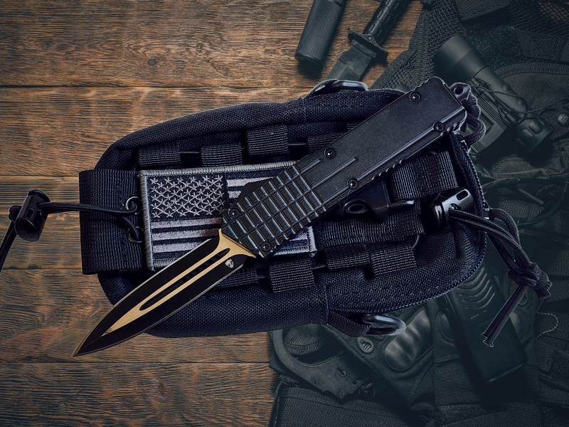 Venom M1 Gridlock OTF Automatic Knife - Black (Double Edge 3.25").