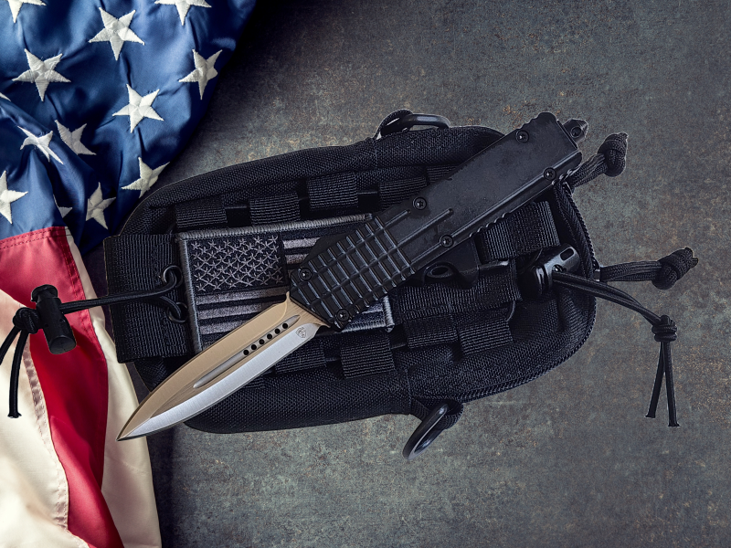 Venom M1 Gridlock OTF Automatic Knife - Black (Satin Double Edge 3.25").