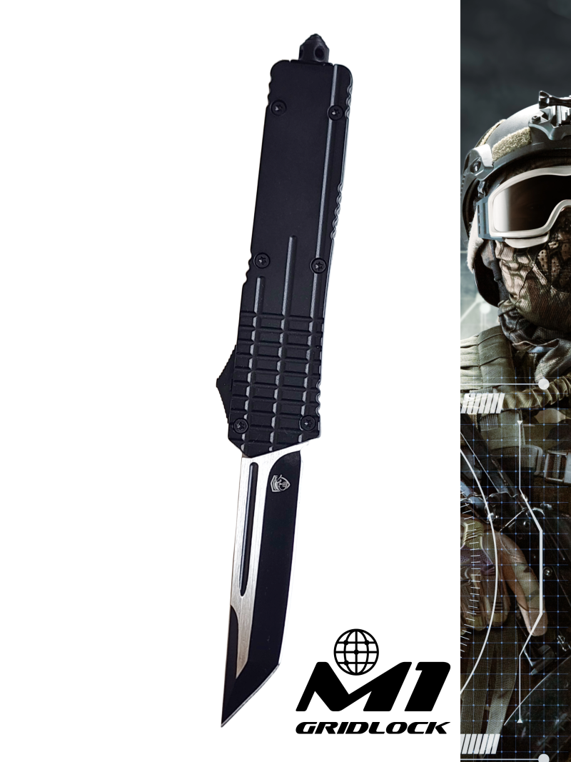 Venom M1 Gridlock OTF Automatic Knife - Black (Tanto 3.25").