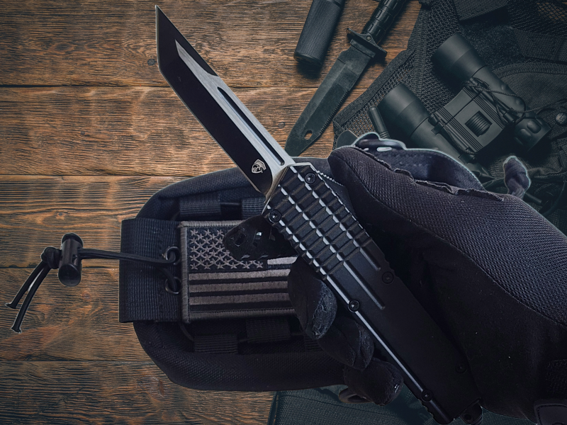 Venom M1 Gridlock OTF Automatic Knife - Black (Tanto 3.25").