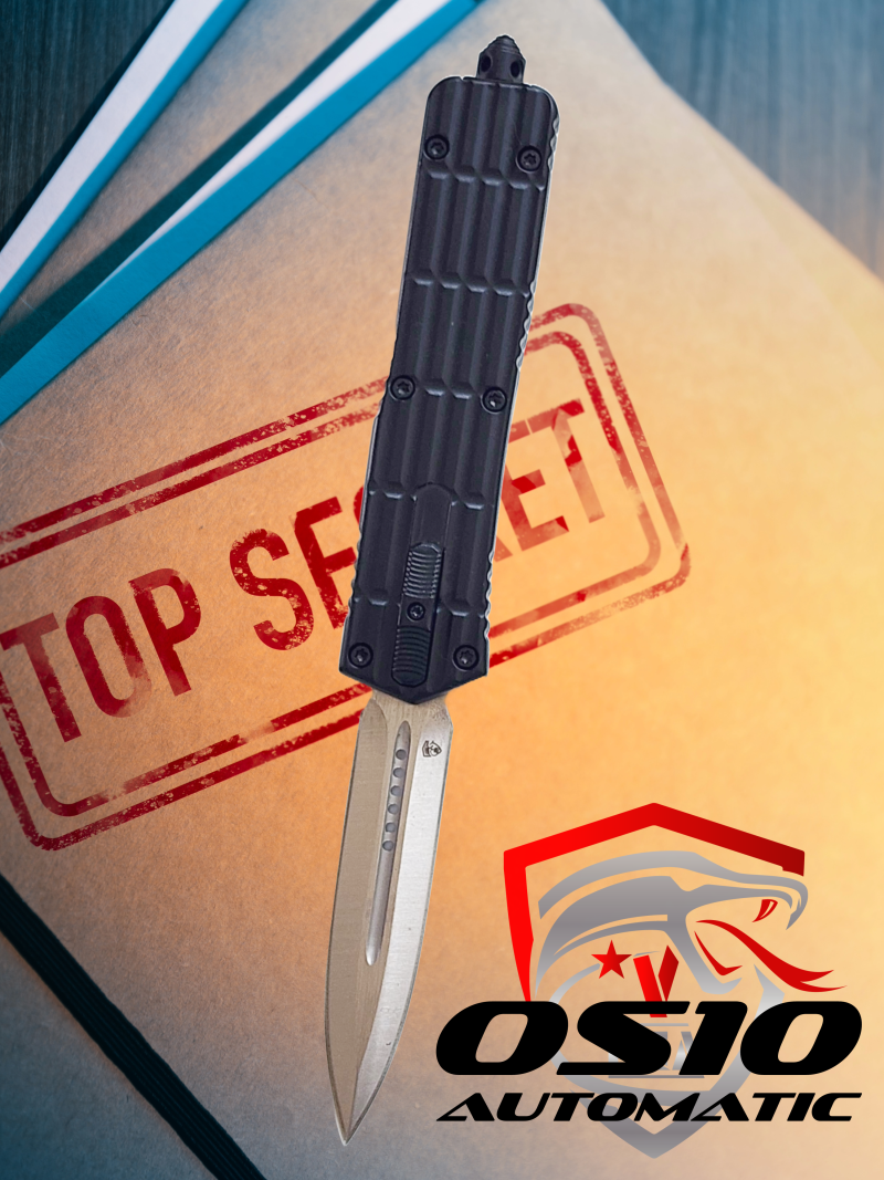 Venom OS10 OTF Automatic Knife - Black (Satin Double Edge 3.25").