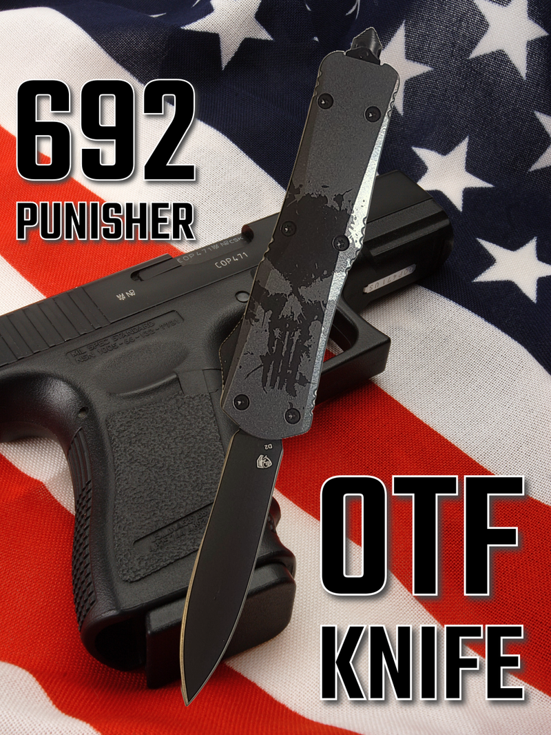 Venom Punisher 692 Combat Edition OTF Knife - Gray (Double Edge 3.50").