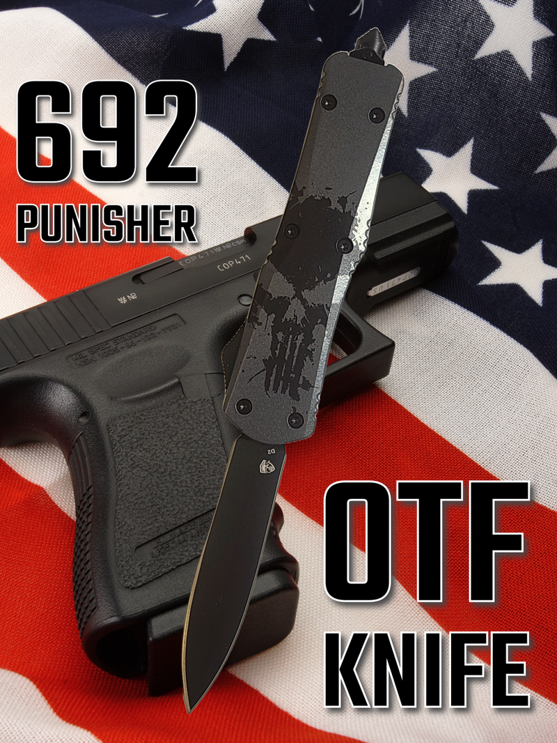 Venom Punisher 692 Combat Edition OTF Knife - Gray (Double Edge 3.40")