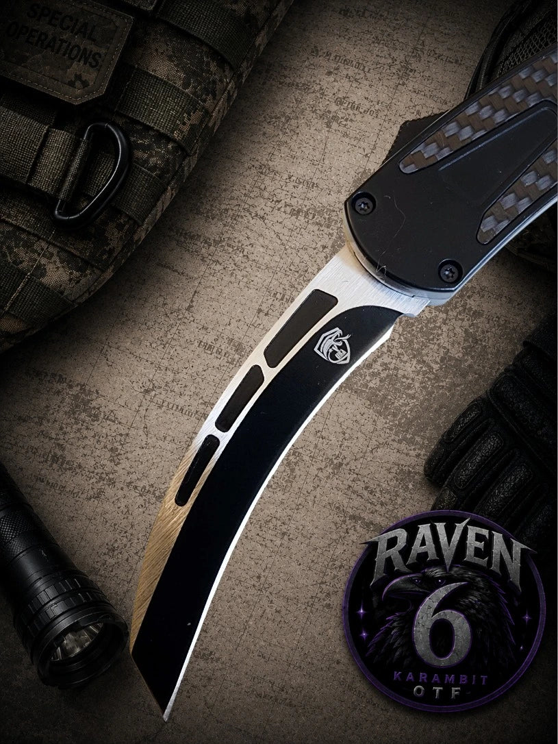 Venom Raven 6 Karambit Carbon Fiber OTF Automatic Knife 