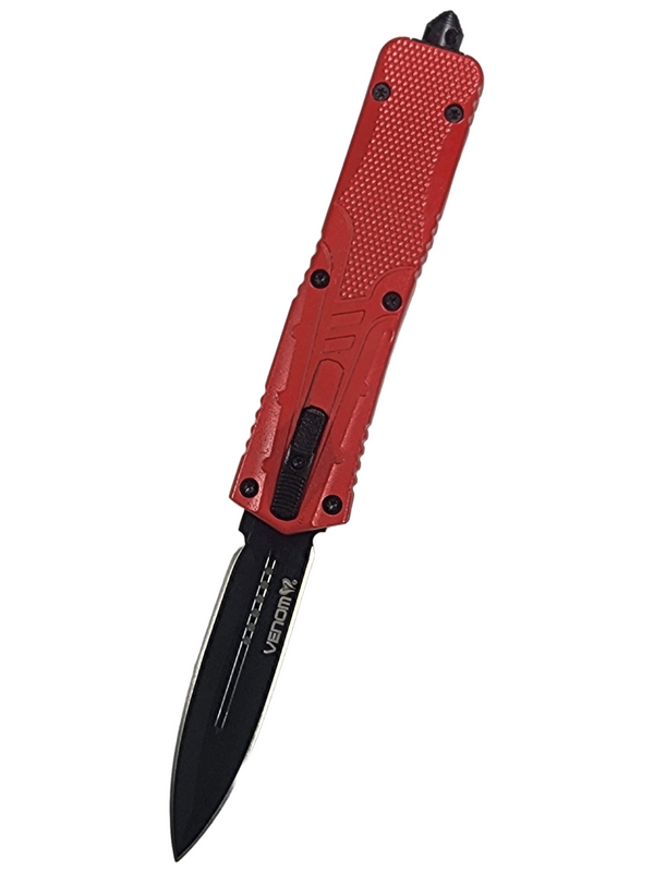 Venom Recon 3 Automatic OTF Knife - Red - Black Double Edge.