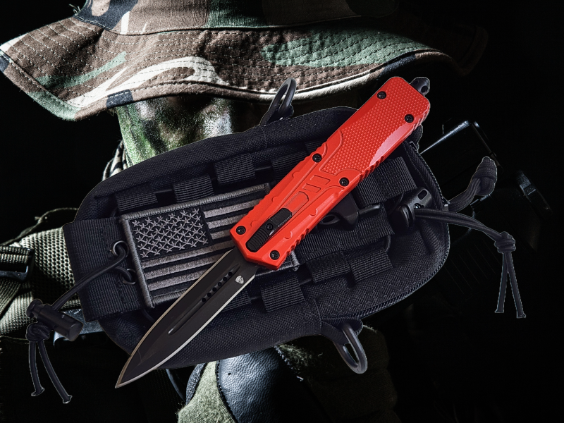 Venom Recon 3 Automatic OTF Knife - Red (Black Double Edge 3.25").