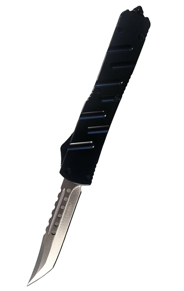 Venom Ridgeline OTF Automatic Knife | Tactical Black | Satin Spartan Edge.