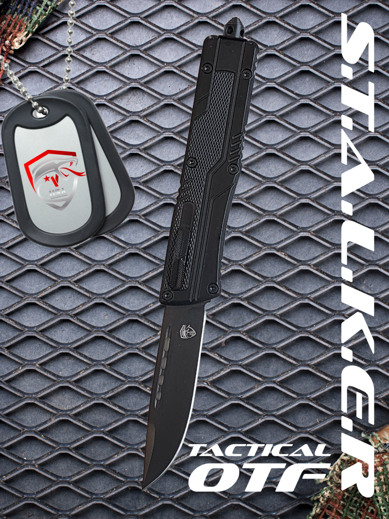 Venom S.T.A.L.K.E.R. OTF Knife - Black (Black Drop Point 3.25").