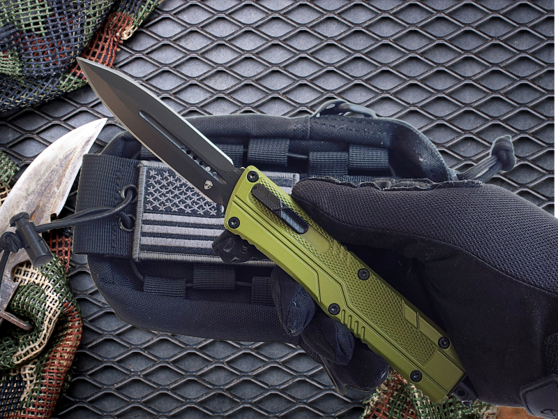 Venom S.T.A.L.K.E.R. OTF Knife - OD (Black Double Edge 3.25").