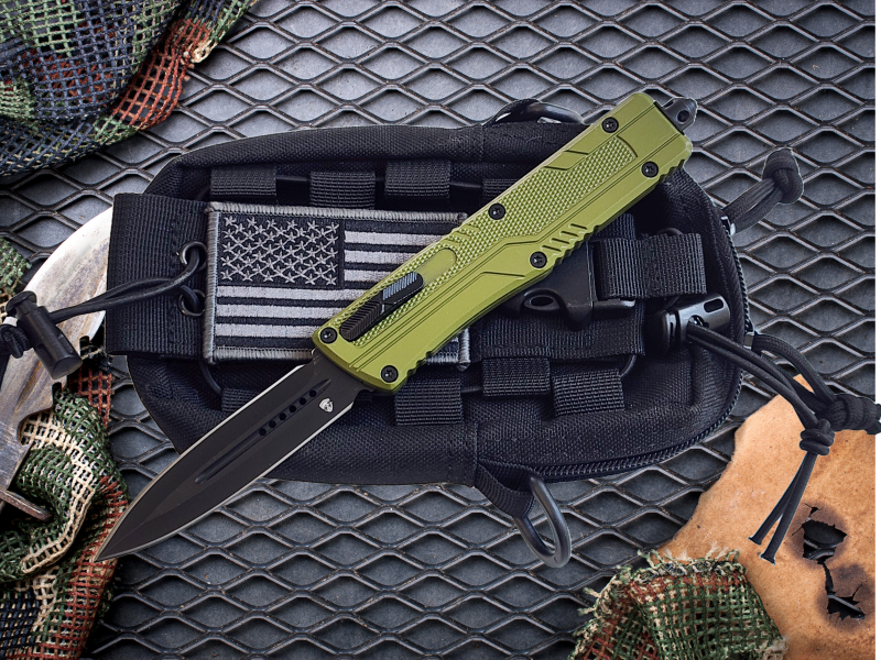 Venom S.T.A.L.K.E.R. OTF Knife - OD (Black Double Edge 3.25").