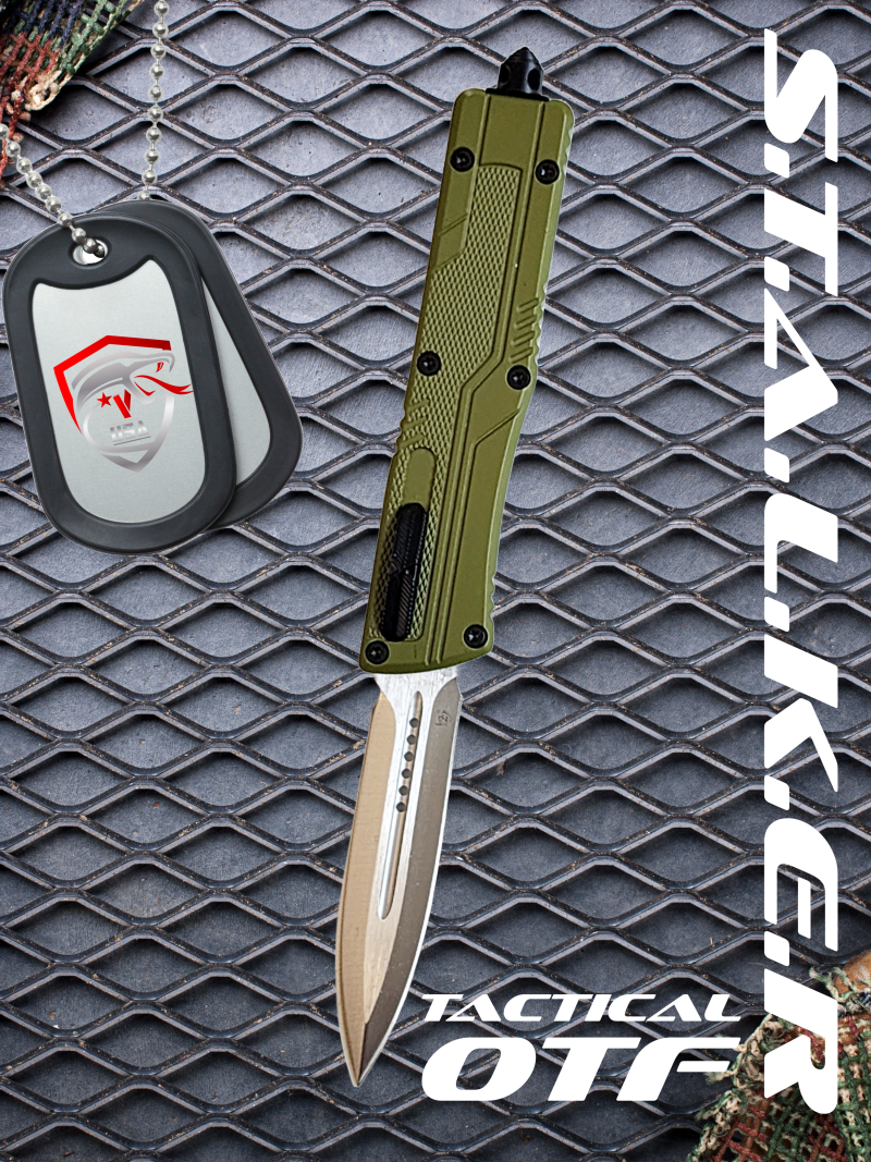 Venom S.T.A.L.K.E.R. OTF Knife - OD (Satin Double Edge 3.25").