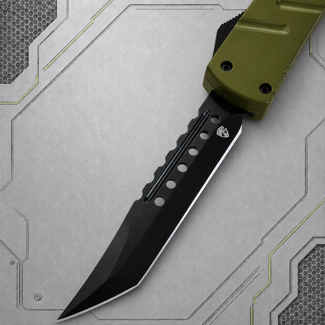 Venom USA X3 Nighthawk OTF Knife – OD Green, Black Spartan Blade