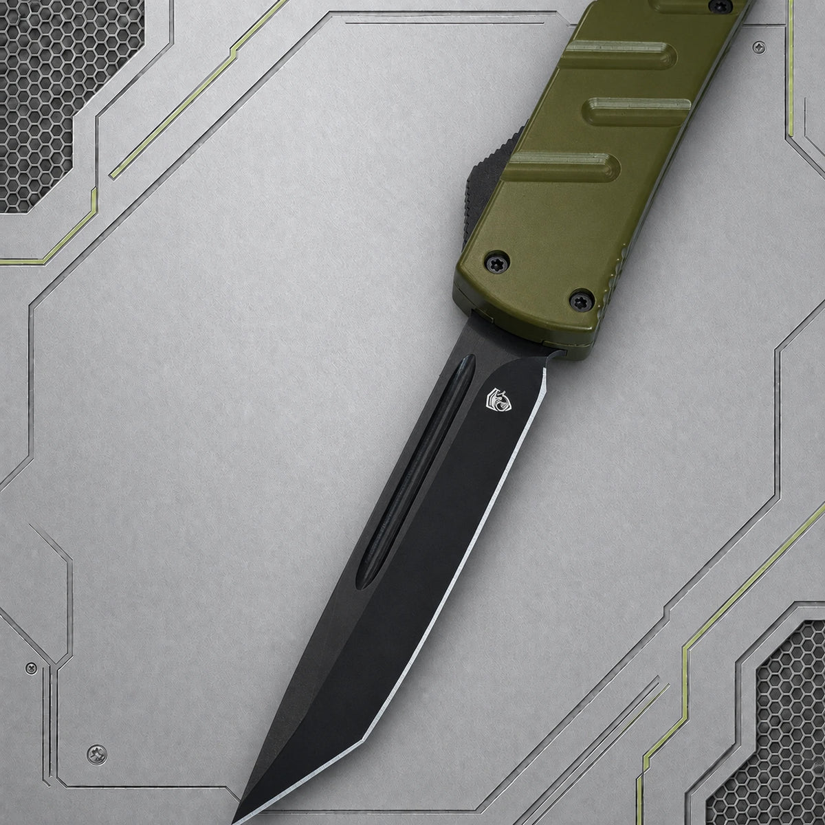 Venom USA X3 Nighthawk OTF Knife – OD Green, Black Tanto Blade