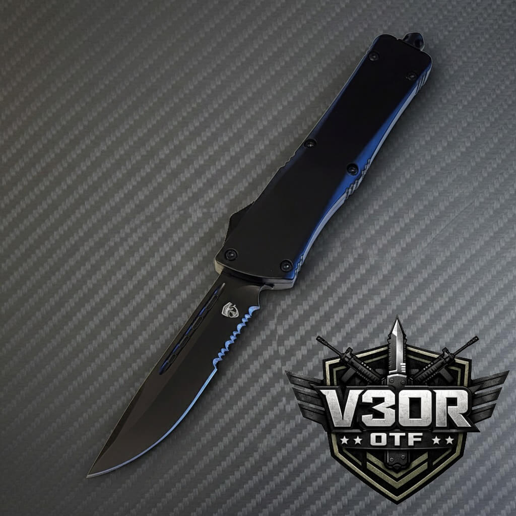 Venom V30R Tactical D/A OTF Knife - Black (Black DP Par Ser)