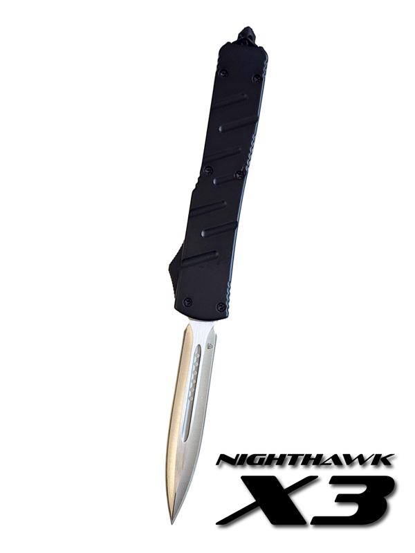 Venom X3 Nighthawk Automatic OTF Knife - Black (Satin Double Edge 3.25")