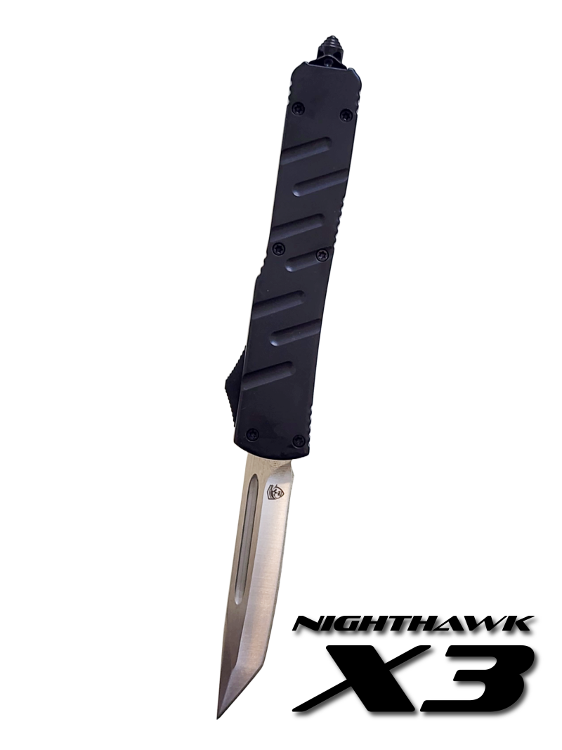 Venom X3 Nighthawk Automatic OTF Knife - Black (Satin Tanto 3.25").