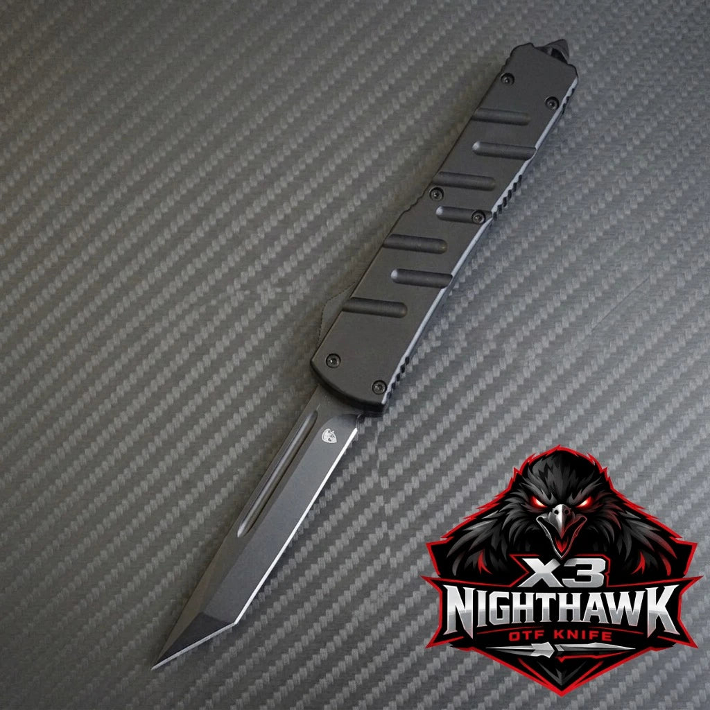 Venom X3 Nighthawk D/A Auto OTF Knife - Black (Black Tanto)
