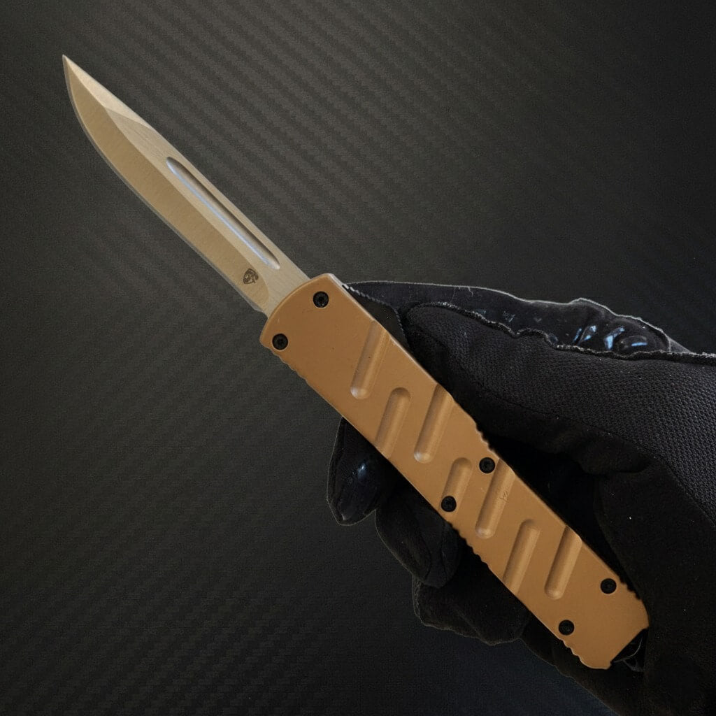 Venom X3 Nighthawk D/A Auto OTF Knife - Tan (Satin Tanto)