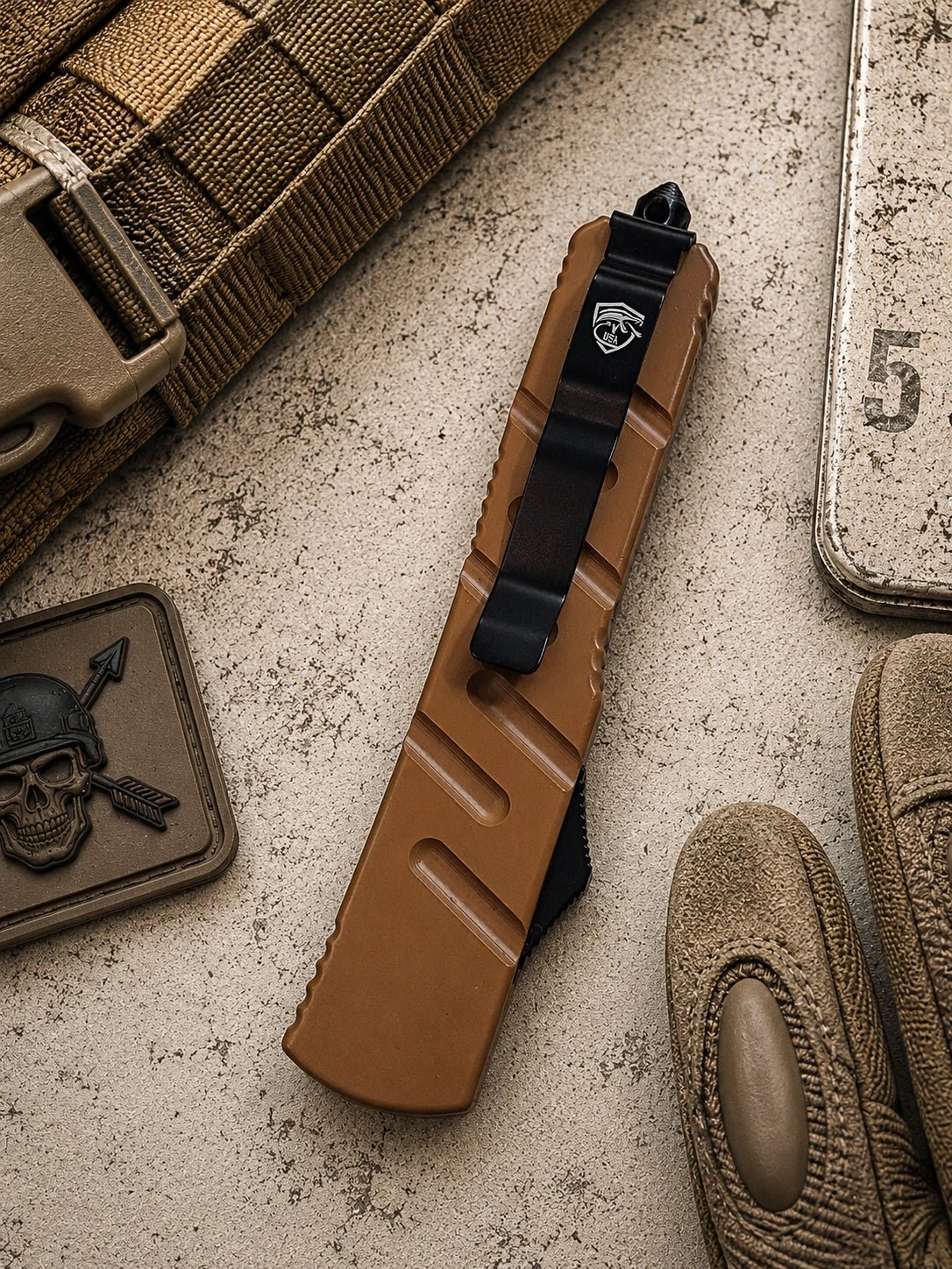 Venom X3 Nighthawk OTF Automatic Knife - Tan (3.25" Satin Spartan)