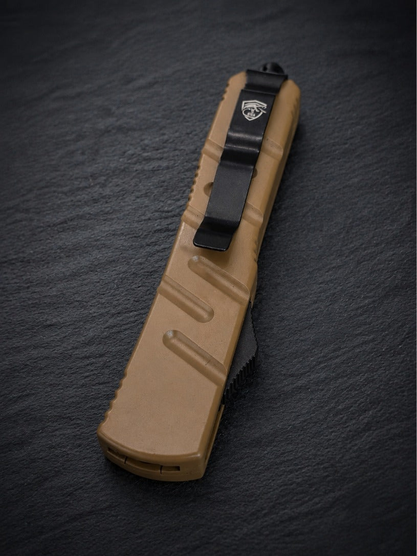 Venom X3 Nighthawk Tan OTF Knife – 3.25 Satin Double Edge