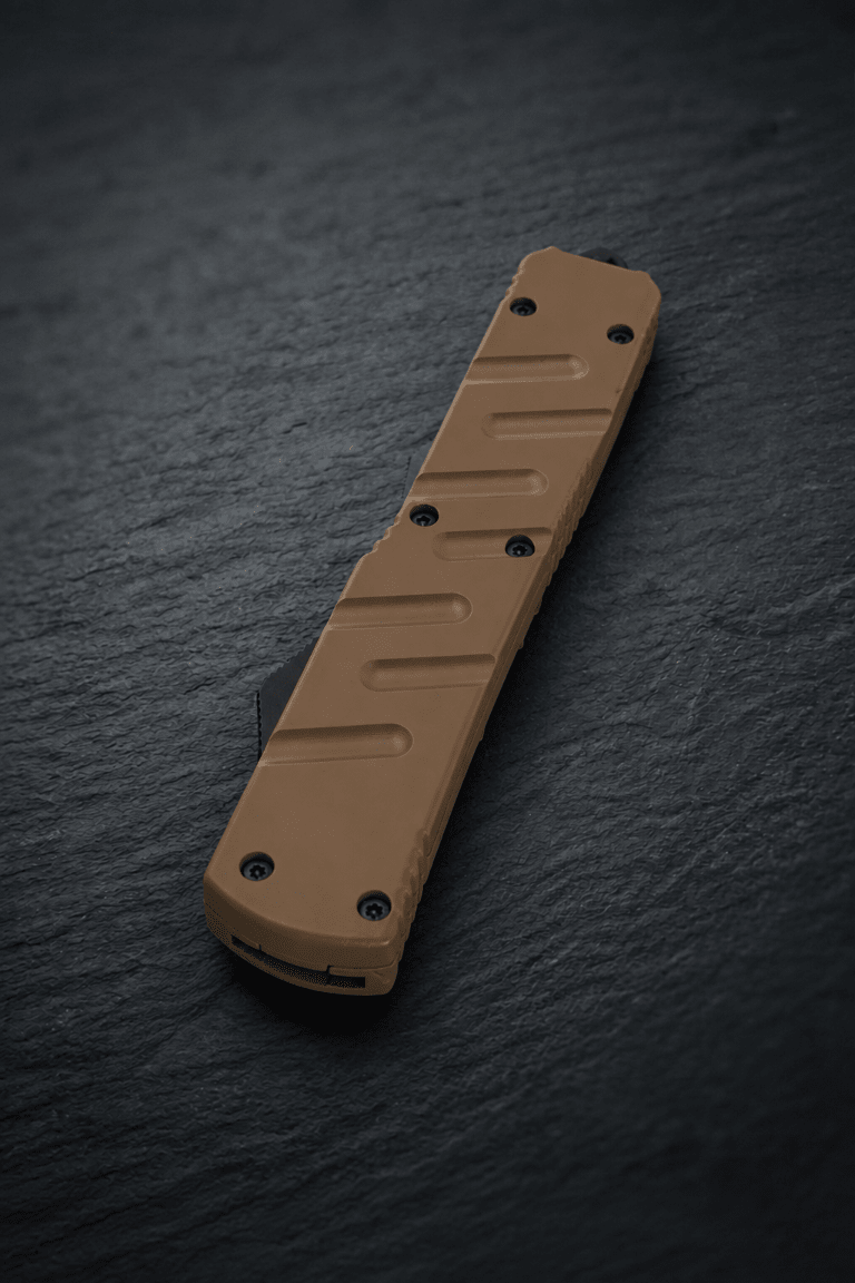 Venom X3 Nighthawk Tan OTF Knife – 3.25 Satin Double Edge