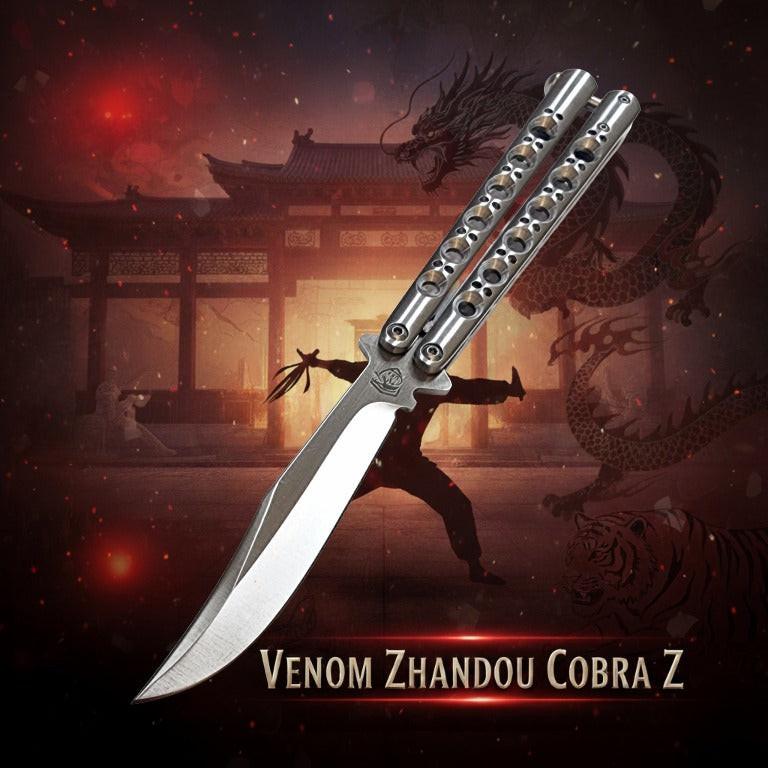 Venom Zhandou Cobra Z Balisong Knife {Satin Bowie 3.5")