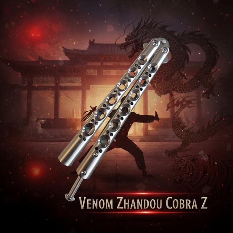 Venom Zhandou Cobra Z Balisong Knife {Satin Bowie 3.5")