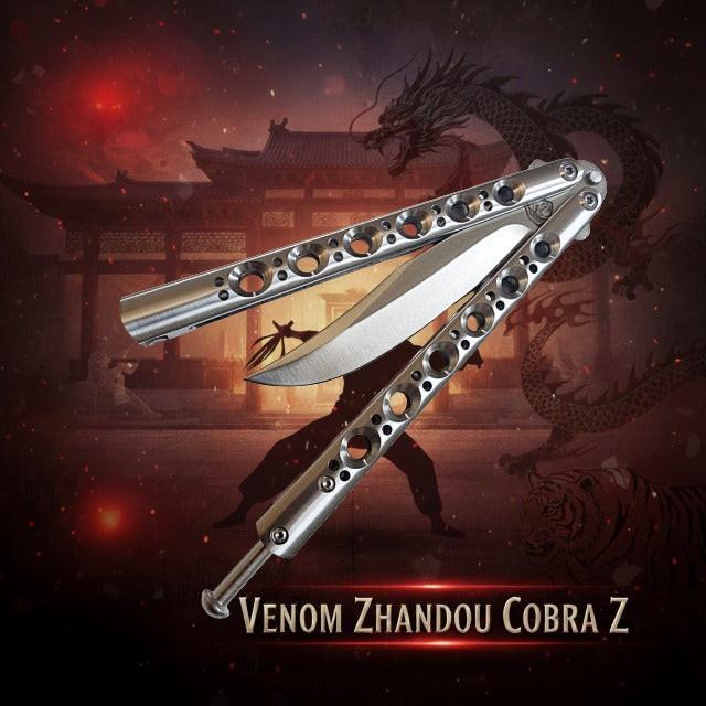 Venom Zhandou Cobra Z Balisong Knife {Satin Bowie 3.5")