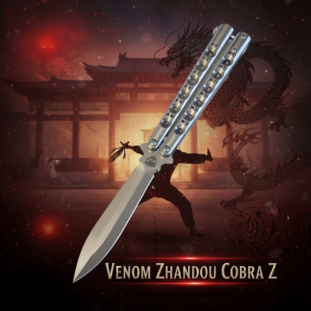 Venom Zhandou Cobra Z Balisong Knife (Satin Spear Point 3.5")