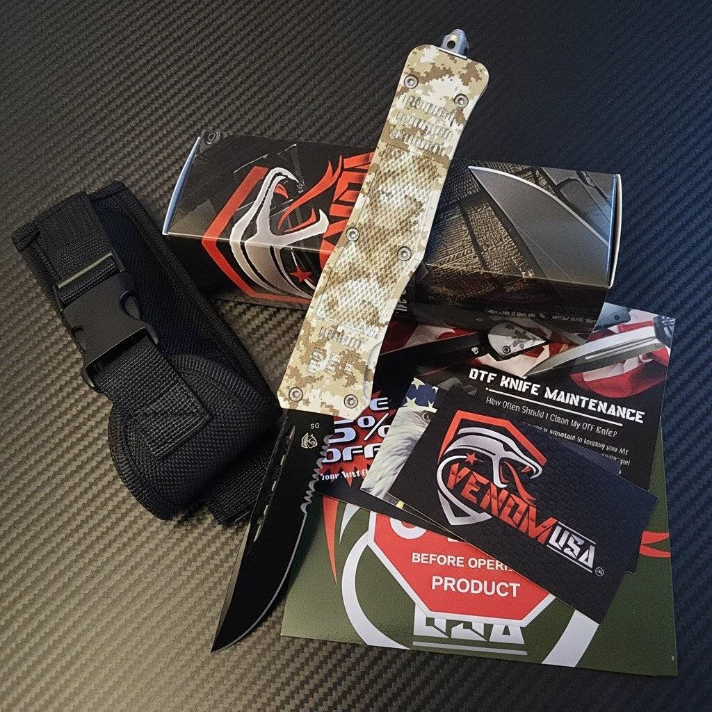 Venom 4TR ELITE Tactical OTF knife in Desert Digital by Black DP Par Ser, ideal for tactical use and durability
