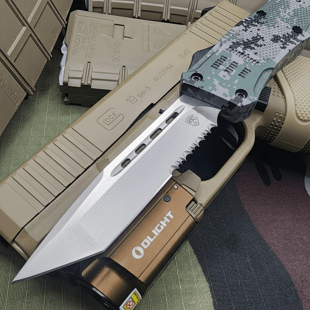 Elite Venom OTF Knife in Recon Camo with Satin Tanto Blade, 3.4 inches - Durable Tactical Venom 4TR ELITE