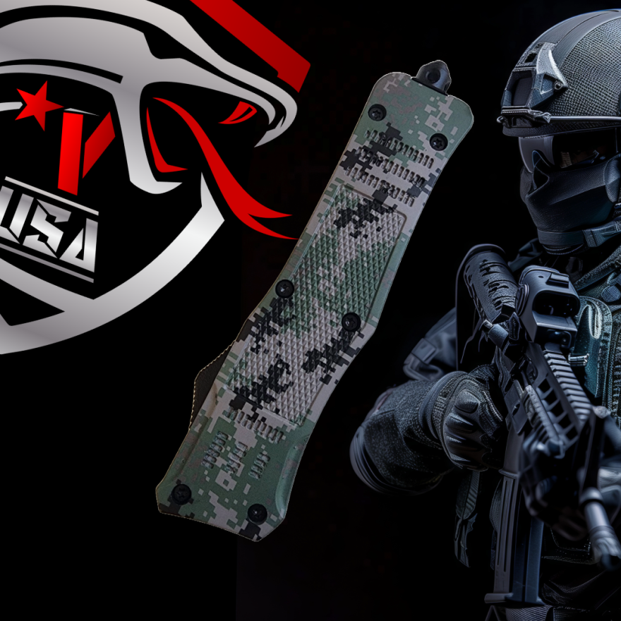 Venom 4TR ELITE Tactical OTF Knife - Recon Camo (Satin Tanto Par Ser 3.4").