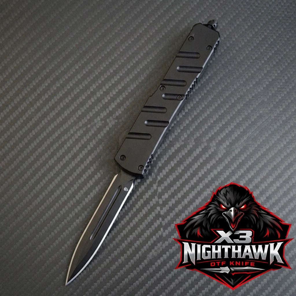 Venom X3 Nighthawk Automatic OTF Knife - Black (Black DE 3.25")