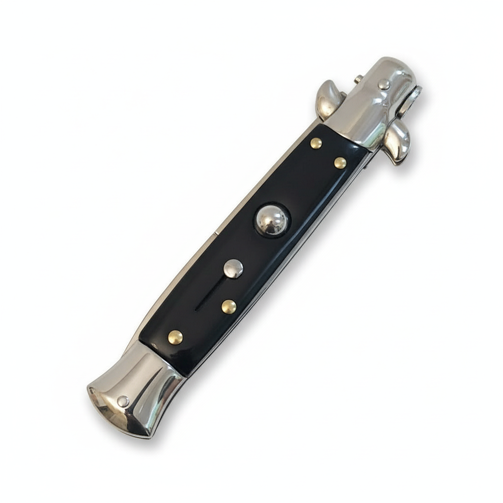 AKC 9" Italian Stiletto Black Automatic Knife - (3.75" Bayonet)