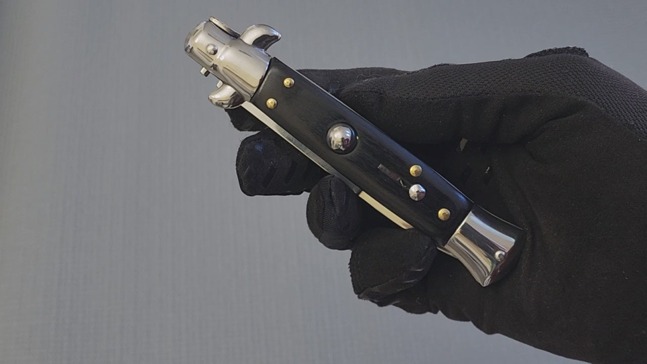 AKC 9" Italian Stiletto Dark Coffee Automatic Knife - (3.75" Bayonet)