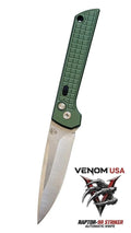 Raptor-9R Striker automatic knife with 3.5 satin DP blade in olive drab, durable and tactical design