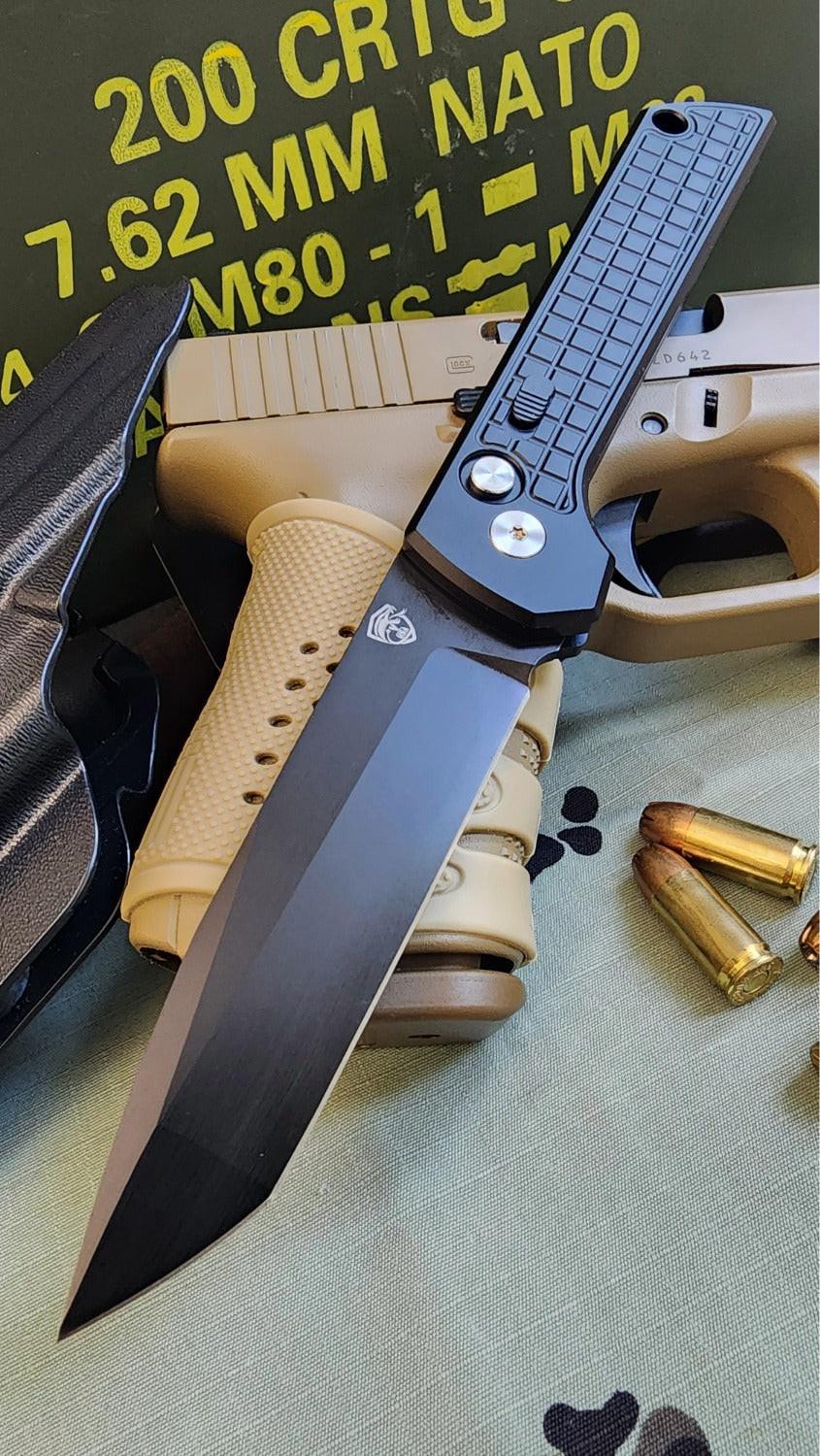 Raptor-9R Striker Automatic Knife with Black Tanto 3.5-inch blade, durable tactical design