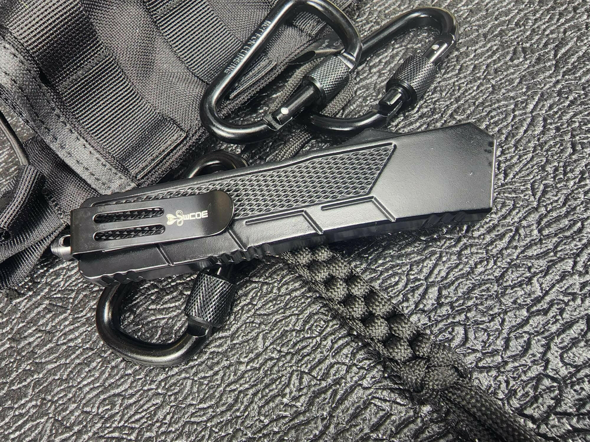 Venom Black Raven Auto OTF Knife | Satin Drop Point Plain Edge.