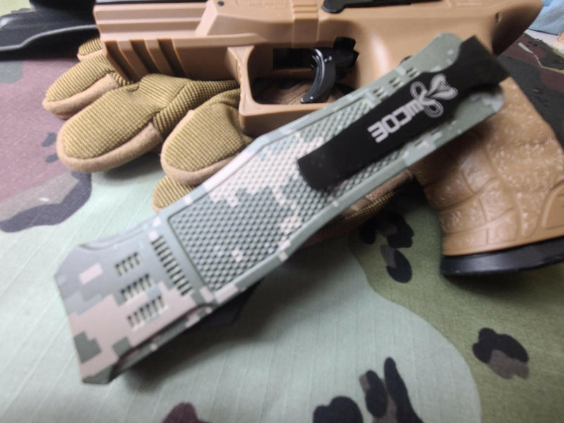Venom 4TR ACU Camo Tactical OTF Knife | Satin Spartan Edge Camo Models Southern Sporting Goods LLC   