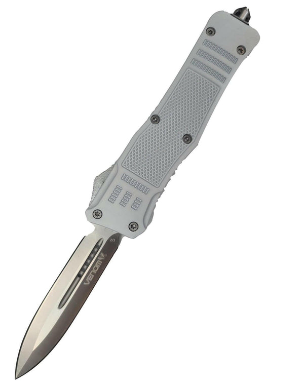 Venom 4TR Arctic Commando Tactical OTF Knife - White - Satin Double Edge D2 White Models Southern Sporting Goods LLC   