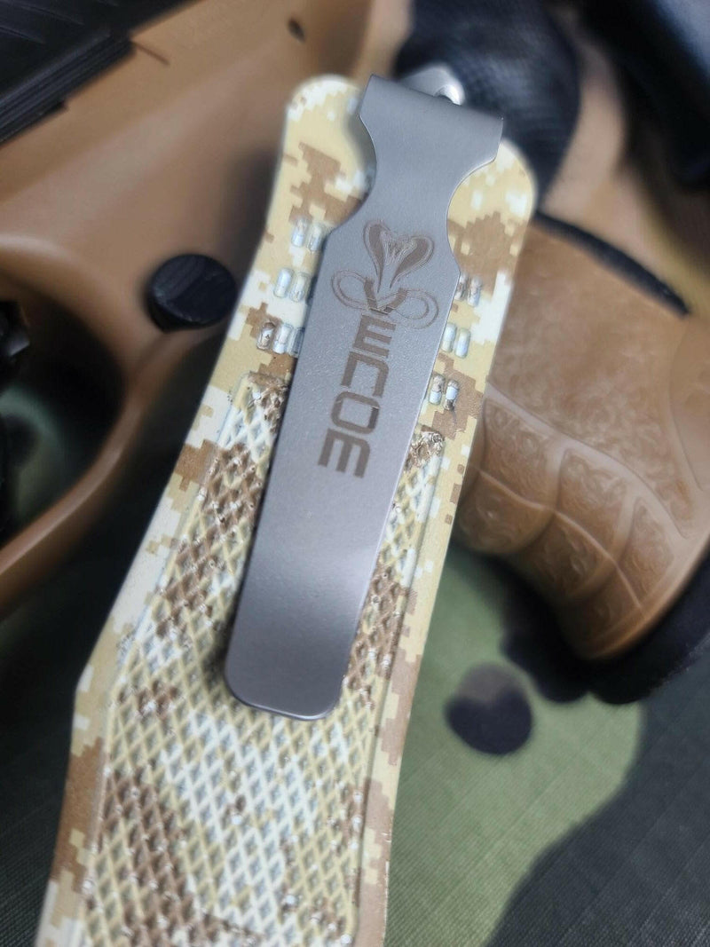 Venom 4TR Desert Fox Camo Edition OTF Knife - Satin Drop Point Partial Serr Camo Models Southern Sporting Goods LLC