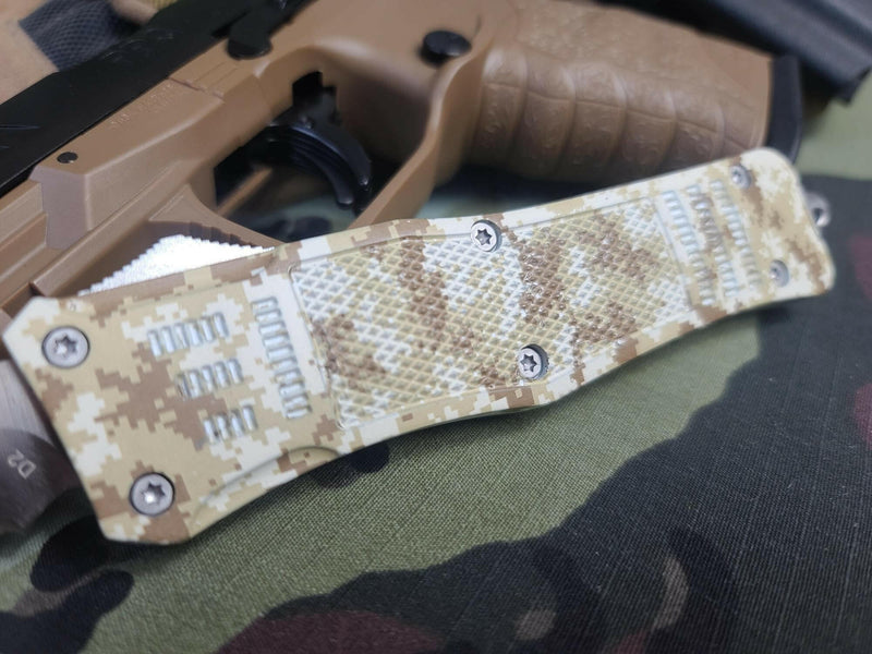 Venom 4TR Desert Fox Camo Edition OTF Knife - Satin Drop Point Partial Serr Camo Models Southern Sporting Goods LLC