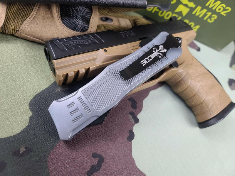 Venom 4TR Battlle Gray Auto OTF Knife - Black Drop Point Plain OTF Southern Sporting Goods LLC