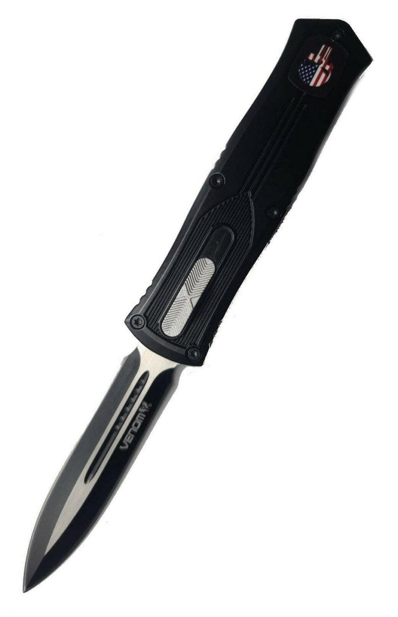 Venom Ranger Elite OTF Automatic Knife | Tactical Black | Double Edge.